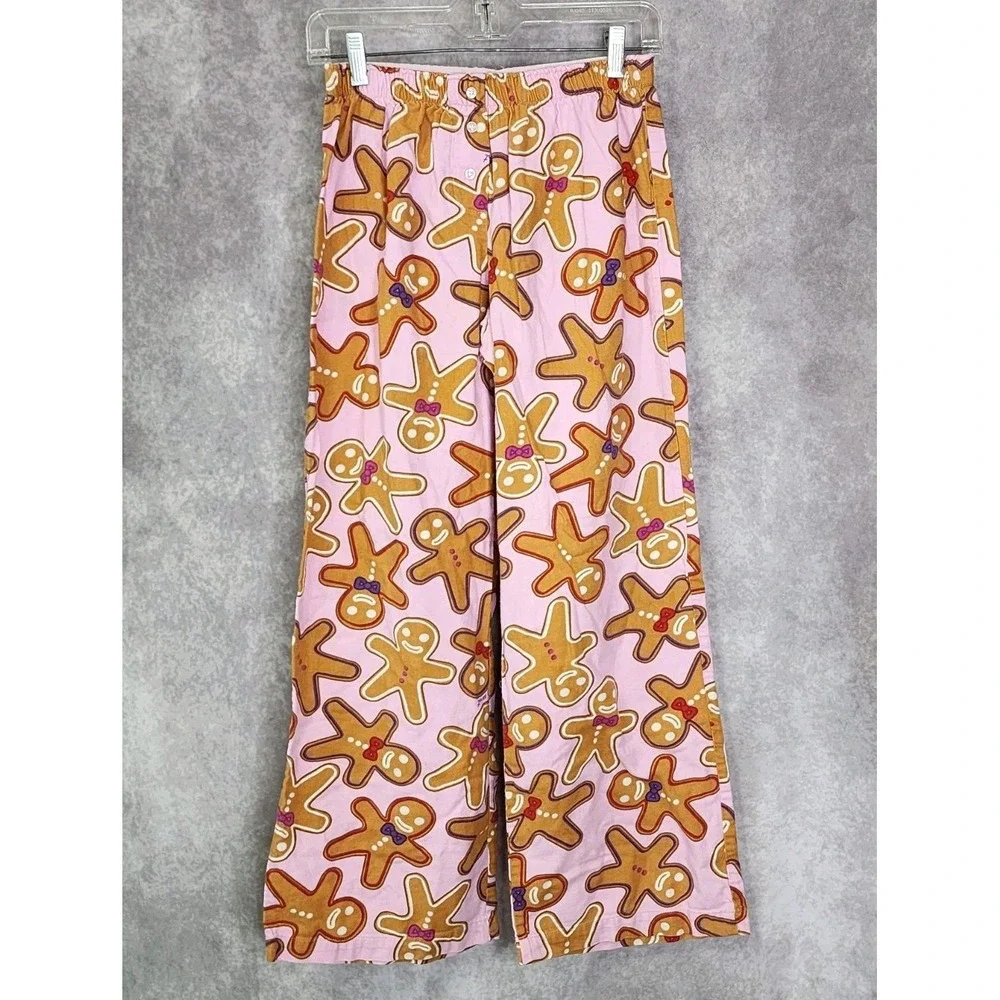 Vintage Victorias Secret Gingerbread Man‎ Pink Flannel PJ  Pajamas Set X-Small